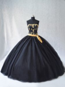 Fantastic Black Sleeveless Tulle Lace Up 15 Quinceanera Dress for Sweet 16 and Quinceanera