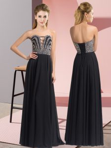 Fantastic Black Sleeveless Chiffon Lace Up for Prom and Party