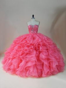 Artistic Sleeveless Zipper Floor Length Beading and Ruffles Sweet 16 Quinceanera Dress