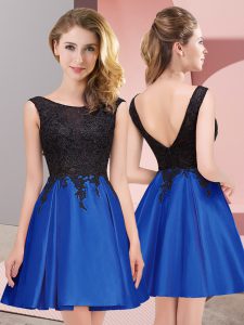 Chic Sleeveless Mini Length Lace Zipper Court Dresses for Sweet 16 with Royal Blue