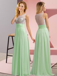 Sleeveless Side Zipper Floor Length Beading Damas Dress