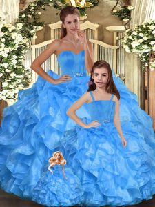 Fitting Organza Sleeveless Floor Length Sweet 16 Quinceanera Dress and Ruffles