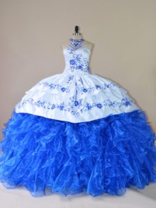 Captivating Ball Gowns Sleeveless Royal Blue Quinceanera Gowns Court Train Lace Up
