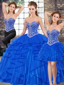 Fancy Sleeveless Lace Up Floor Length Beading and Ruffles Quinceanera Gowns