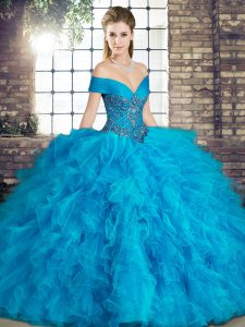 Popular Sleeveless Beading and Ruffles Lace Up Quinceanera Dress