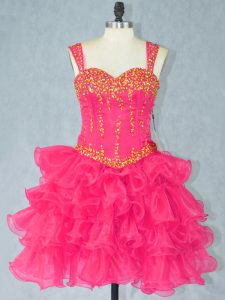 Sleeveless Beading and Ruffled Layers Lace Up Dress for Prom