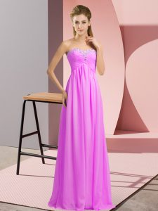 New Arrival Empire Evening Dresses Lilac Sweetheart Chiffon Sleeveless Floor Length Lace Up