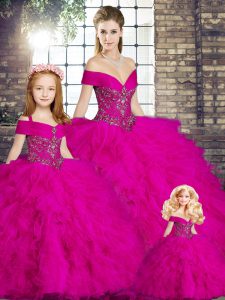 Exceptional Sleeveless Beading and Ruffles Lace Up Quinceanera Dresses