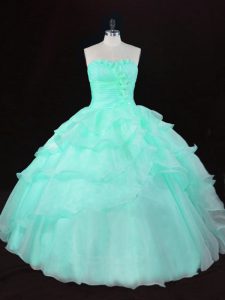 Ball Gowns Quince Ball Gowns Apple Green Sweetheart Organza Sleeveless Floor Length Lace Up