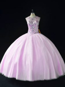 Sleeveless Beading Lace Up Quinceanera Gown