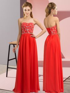 Floor Length Red Prom Dresses Sweetheart Sleeveless Lace Up