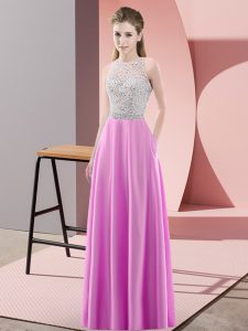New Arrival Lilac Sleeveless Beading Floor Length Prom Evening Gown