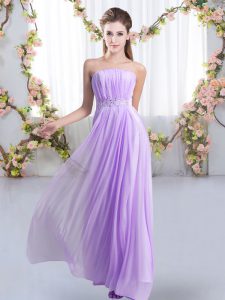 Lavender Damas Dress Chiffon Sweep Train Sleeveless Beading