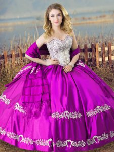 Sexy Purple Sweetheart Neckline Embroidery Quinceanera Gowns Sleeveless Lace Up