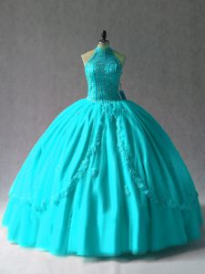 Attractive Sleeveless Appliques Lace Up Vestidos de Quinceanera