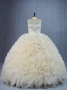 Superior Lace Up Quinceanera Dress Light Yellow for Sweet 16 and Quinceanera with Beading and Ruffles Brush Train
