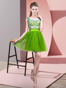 Sleeveless Zipper Mini Length Lace Dama Dress for Quinceanera