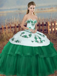 Smart Green Sleeveless Embroidery and Bowknot Floor Length Ball Gown Prom Dress