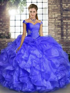 Decent Sleeveless Beading and Ruffles Lace Up Quinceanera Dress