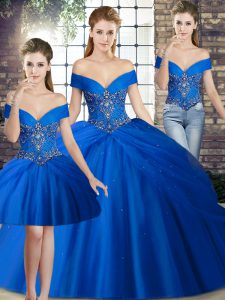 Suitable Sleeveless Brush Train Beading and Pick Ups Lace Up Quinceanera Dress
