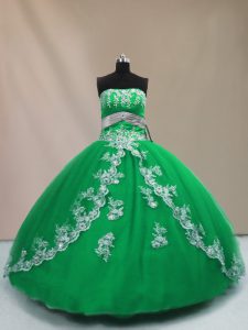 Shining Floor Length Ball Gowns Sleeveless Green Quinceanera Dress Lace Up