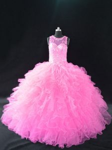 Sleeveless Beading and Ruffles Lace Up Quinceanera Dress