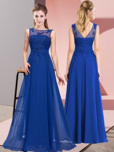 Cheap Royal Blue Zipper Vestidos de Damas Beading and Appliques Sleeveless Floor Length