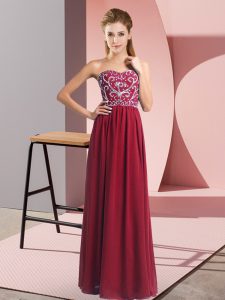 Sweetheart Sleeveless Chiffon Prom Evening Gown Beading Lace Up