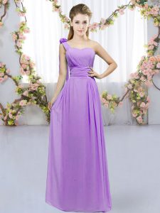 Chic Chiffon Sleeveless Floor Length Dama Dress and Hand Made Flower