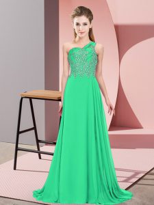 Turquoise Sleeveless Chiffon Side Zipper for Prom and Party