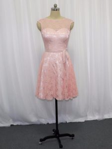 Lace Sleeveless Mini Length Prom Dresses and Beading and Lace