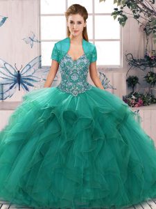 Attractive Sleeveless Beading and Ruffles Lace Up 15th Birthday Dress