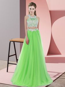 Lace Dama Dress for Quinceanera Zipper Sleeveless Floor Length