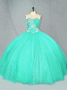 Clearance Tulle Sleeveless Floor Length Quinceanera Gown and Beading