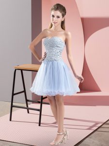Best Selling Lavender Tulle Zipper Sweetheart Sleeveless Mini Length Prom Dresses Beading