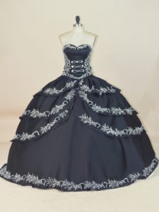 Fashion Black Sleeveless Satin Lace Up 15th Birthday Dress for Sweet 16 and Quinceanera
