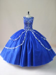 Fantastic Beading Quinceanera Gown Royal Blue Zipper Sleeveless Floor Length