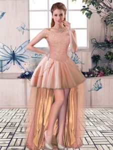 Off The Shoulder Sleeveless Tulle Evening Dresses Beading Lace Up