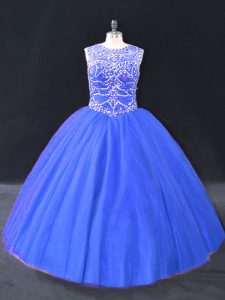 Fabulous Tulle Sleeveless Floor Length Vestidos de Quinceanera and Beading