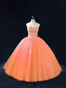 Nice Sleeveless Beading Lace Up Ball Gown Prom Dress