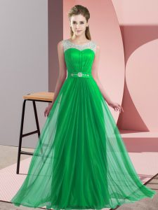 Sweet Empire Damas Dress Green Scoop Chiffon Sleeveless Floor Length Lace Up