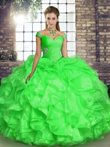 Hot Selling Floor Length Sweet 16 Dress Off The Shoulder Sleeveless Lace Up