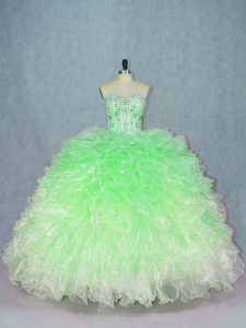 Adorable Multi-color Ball Gowns Beading and Ruffles Sweet 16 Dresses Lace Up Organza Sleeveless Floor Length
