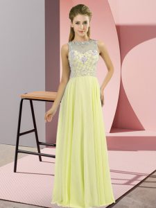 On Sale Chiffon High-neck Sleeveless Zipper Beading Homecoming Dress in Yellow