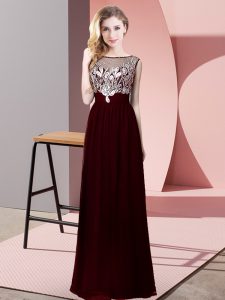 Sleeveless Backless Floor Length Beading Prom Party Dress