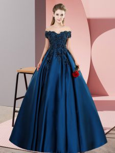 Navy Blue Ball Gown Prom Dress Sweet 16 and Quinceanera with Lace Off The Shoulder Sleeveless Zipper