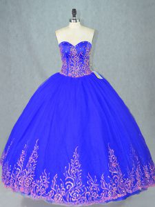 Most Popular Blue Sleeveless Tulle Lace Up Vestidos de Quinceanera for Sweet 16 and Quinceanera