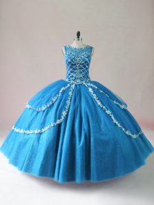 Trendy Sleeveless Lace Up Floor Length Beading and Appliques Quince Ball Gowns