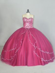 Most Popular Red Sleeveless Beading and Sequins Lace Up 15 Quinceanera Dress