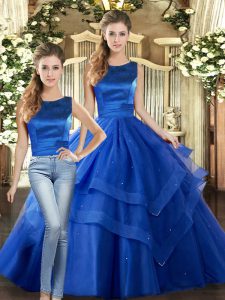 Enchanting Sleeveless Lace Up Floor Length Ruffled Layers Quinceanera Dresses